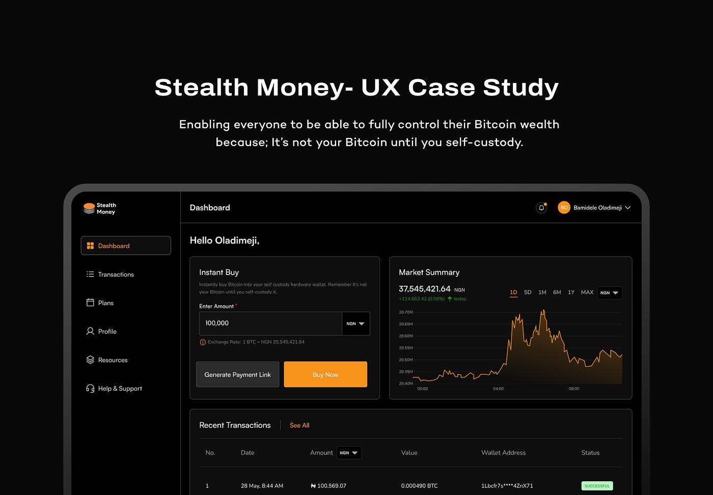 Stealth Money case study screens