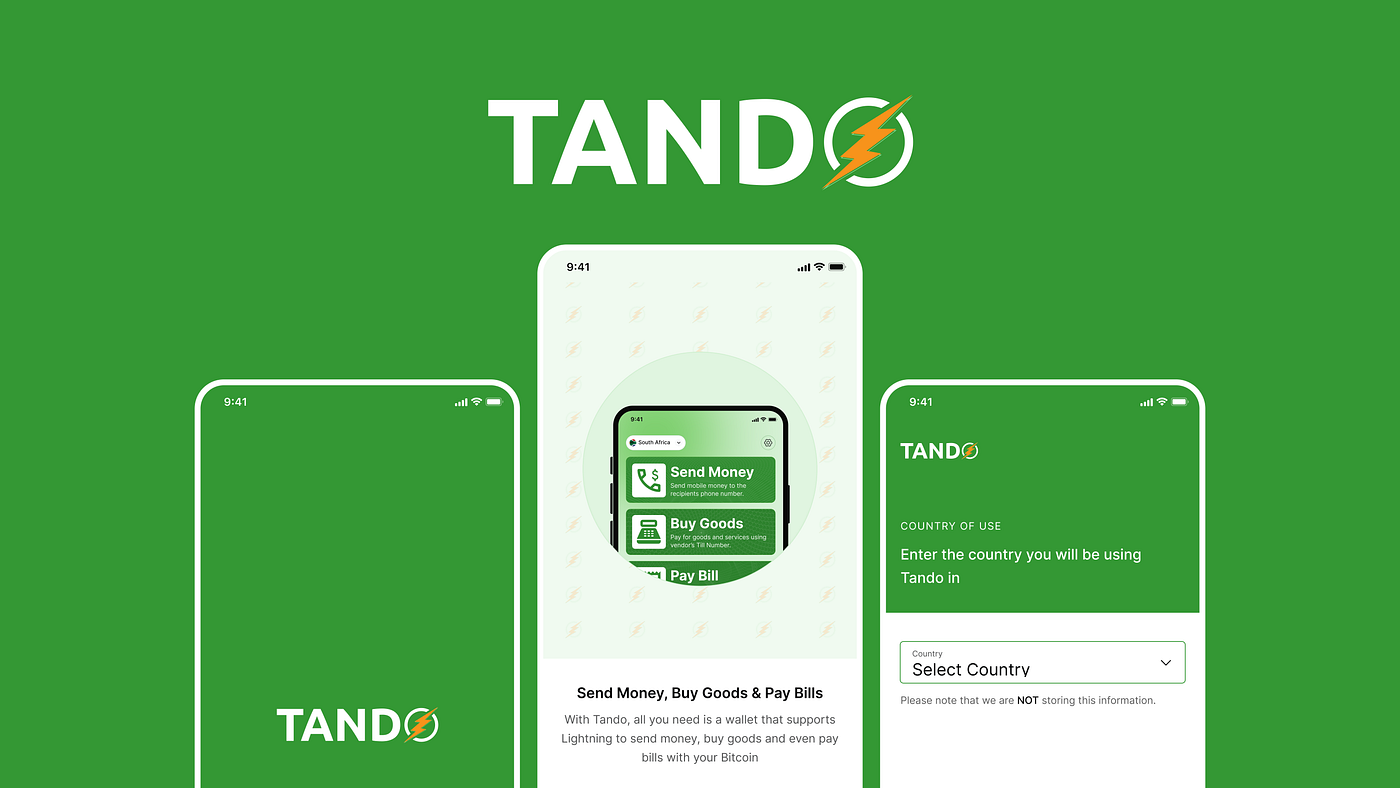 Tando product screens